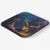 山羊座〔占星術の〕十二宮図サインウォーター色デザイン ペーパープレート (傾斜あり)