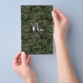 山羊座〔占星術の〕十二宮図サインオンオリーブグリーンデジタル迷彩柄 チラシ (ハンドル)