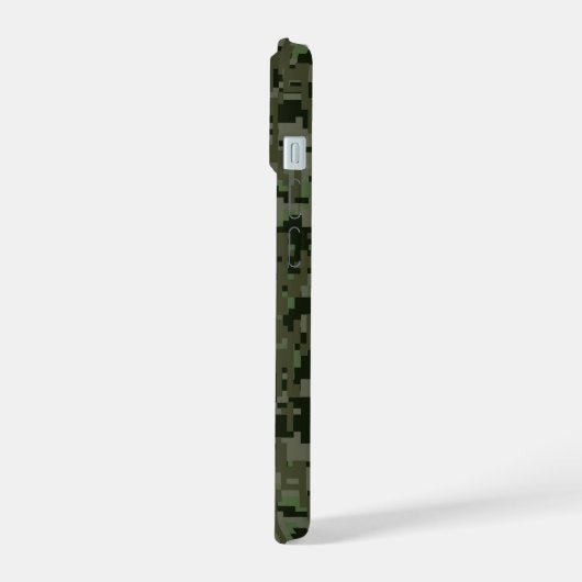 山羊座〔占星術の〕十二宮図サインオンオリーブグリーンデジタル迷彩柄 iPhone 15ケース (左側面)