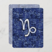 山羊座〔占星術の〕十二宮図サインオンネイビーブルーデジタル迷彩柄 (正面/裏面)