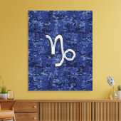 山羊座〔占星術の〕十二宮図サインオンネイビーブルーデジタル迷彩柄 キャンバスプリント (インサイチュ (リビング))