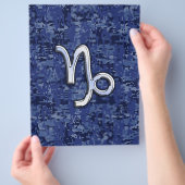 山羊座〔占星術の〕十二宮図サインオンネイビーブルーデジタル迷彩柄 チラシ (手)