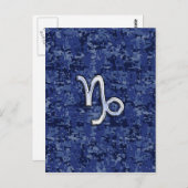 山羊座〔占星術の〕十二宮図サインオンネイビーブルーデジタル迷彩柄 ポストカード (正面/裏面)