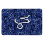 山羊座〔占星術の〕十二宮図サインオンネイビーブルーデジタル迷彩柄 マグネット (横)