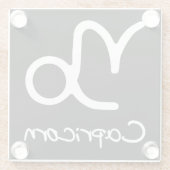 山羊座〔占星術の〕十二宮図サインオンブラックバックグラウンド ガラスコースター (裏面)