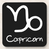 山羊座〔占星術の〕十二宮図サインオンブラックバックグラウンド コースター (正面)