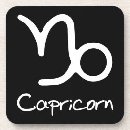 山羊座〔占星術の〕十二宮図サインオンブラックバックグラウンド コースター