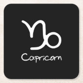 山羊座〔占星術の〕十二宮図サインオンブラックバックグラウンド スクエアペーパーコースター (正面)