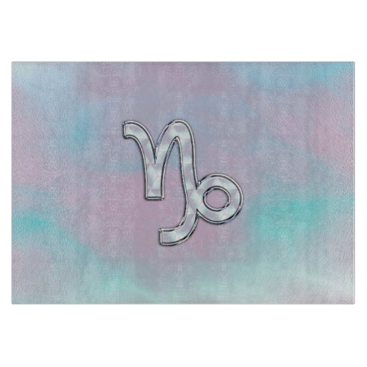 山羊座〔占星術の〕十二宮図サインオンマザーオブパールスタイル カッティングボード (正面)