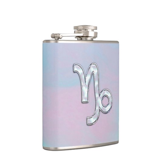 山羊座〔占星術の〕十二宮図サインオンマザーオブパールスタイル フラスク (右)