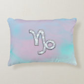 山羊座〔占星術の〕十二宮図サインオンマザーオブパールヌアクア アクセントクッション (正面)