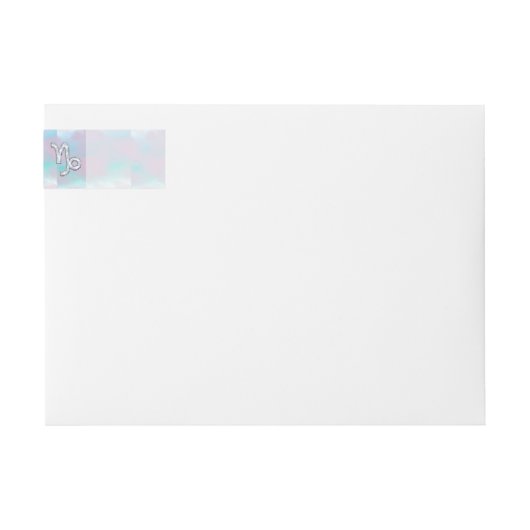 山羊座〔占星術の〕十二宮図サインオンマザーオブパールヌアクア ラップアラウンドラベル (正面)