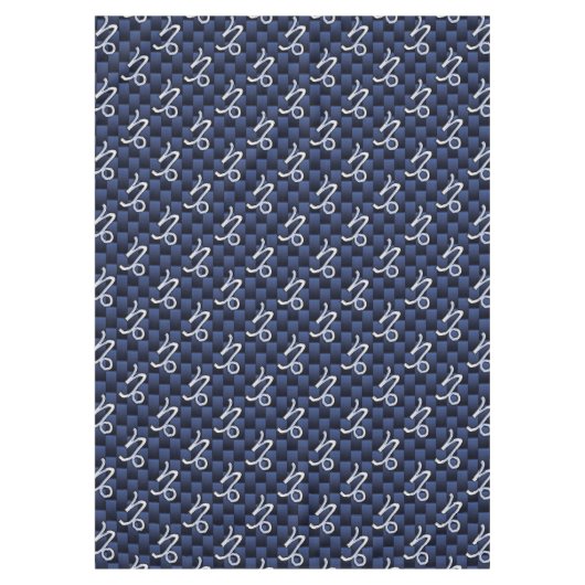 山羊座〔占星術の〕十二宮図サインネイビーブルー炭素繊維スタイル テーブルクロス (正面)