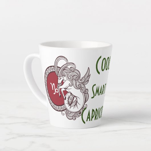 山羊座〔占星術の〕十二宮図サインパーソナライズされたコーヒーマグ カフェラテマグ (左アングル)