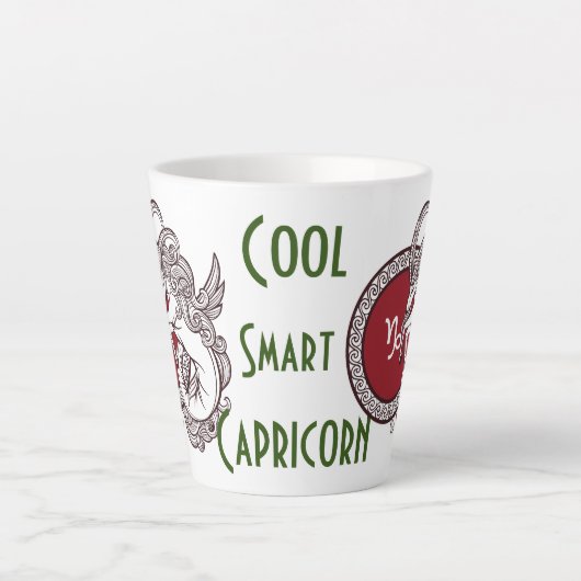 山羊座〔占星術の〕十二宮図サインパーソナライズされたコーヒーマグ カフェラテマグ (正面)