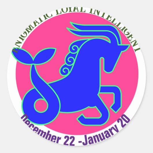 山羊座〔占星術の〕十二宮図サインパーソナライズされたシール ラウンドシール (正面)