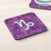 山羊座〔占星術の〕十二宮図サインピンクデジタルカモフラージュ コースター (左側)