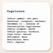山羊座〔占星術の〕十二宮図サインブラックアンドホワイトアストロロジー スクエアペーパーコースター (正面)