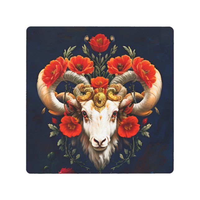 山羊座〔占星術の〕十二宮図サインメタルアート メタルプリント (正面)