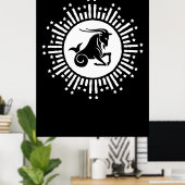 山羊座〔占星術の〕十二宮図サインヤギ宇宙スターバストデザイン ポスター (ホームオフィス)