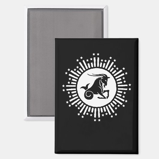 山羊座〔占星術の〕十二宮図サインヤギ宇宙スターバストデザイン マグネット (正面/裏面)