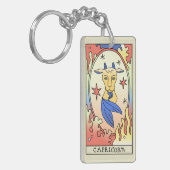 山羊座〔占星術の〕十二宮図サイン抽象芸術アートヴィンテージ キーホルダー (正面左)