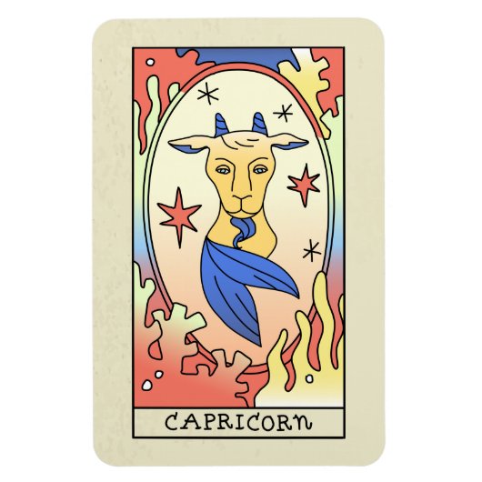 山羊座〔占星術の〕十二宮図サイン抽象芸術アートヴィンテージ マグネット (縦)