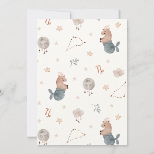 山羊座〔占星術の〕十二宮図サイン赤ちゃんシャワー 招待状 (裏面)