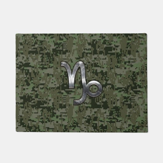 山羊座〔占星術の〕十二宮図シンボルウッドランドカモフラージュ ドアマット (正面)