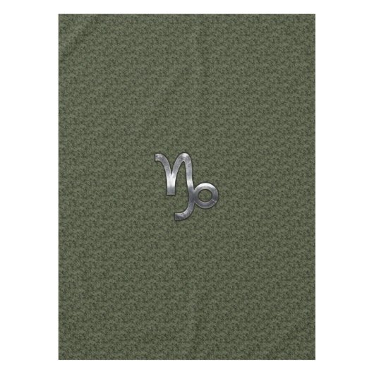 山羊座〔占星術の〕十二宮図シンボルグリーンデジタルカモフラージュ テーブルクロス (正面)