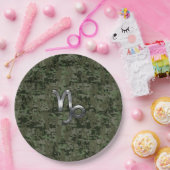 山羊座〔占星術の〕十二宮図シンボルグリーンデジタルカモフラージュ ペーパープレート (パーティー)