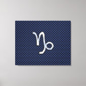 山羊座〔占星術の〕十二宮図シンボルネイビーブルーカーボンファイバー キャンバスプリント (正面)