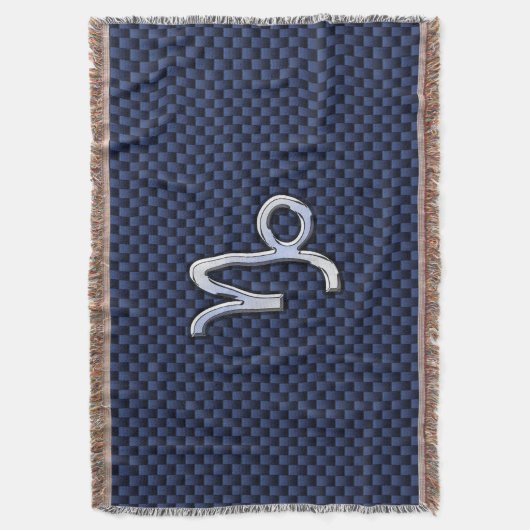 山羊座〔占星術の〕十二宮図シンボルネイビーブルーカーボンファイバー スローブランケット (正面縦)