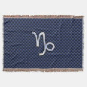 山羊座〔占星術の〕十二宮図シンボルネイビーブルーカーボンファイバー スローブランケット (正面)