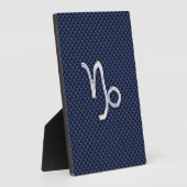 山羊座〔占星術の〕十二宮図シンボルネイビーブルーカーボンファイバー フォトプラーク (側面)