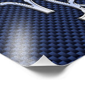 山羊座〔占星術の〕十二宮図シンボルネイビーブルーカーボンファイバー フォトプリント            (角)