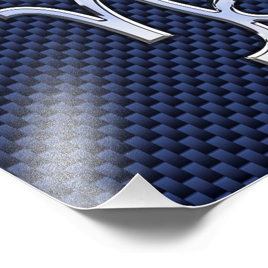 山羊座〔占星術の〕十二宮図シンボルネイビーブルーカーボンファイバー フォトプリント            (角)