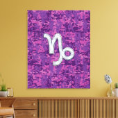 山羊座〔占星術の〕十二宮図シンボル明るい赤紫色デジタル迷彩柄 キャンバスプリント (インサイチュ (リビング))