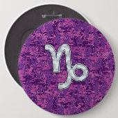 山羊座〔占星術の〕十二宮図シンボル明るい赤紫色デジタル迷彩柄 缶バッジ (正面&裏面)