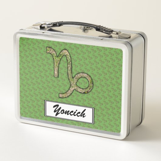 山羊座〔占星術の〕十二宮図シンボル要素by K Yoncich メタルランチボックス (裏面)