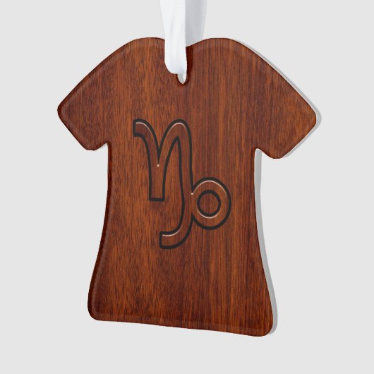 山羊座〔占星術の〕十二宮図シンボルinマホガニーウッドスタイル オーナメント (正面)