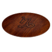 山羊座〔占星術の〕十二宮図シンボルinマホガニーウッドスタイル カッティングボード (角)