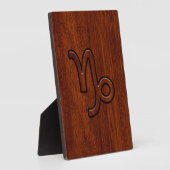 山羊座〔占星術の〕十二宮図シンボルinマホガニーウッドスタイル フォトプラーク (側面)