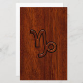山羊座〔占星術の〕十二宮図シンボルinマホガニースタイルプリント 便箋 (正面/裏面)