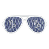 山羊座〔占星術の〕十二宮図シンボルnavy blueデジタル迷彩柄 アビエーターサングラス (正面)