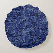 山羊座〔占星術の〕十二宮図シンボルnavy blueデジタル迷彩柄 ラウンドクッション (裏面)