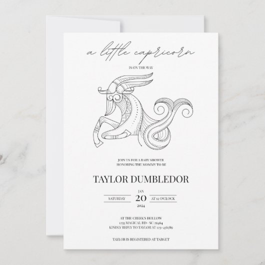 山羊座〔占星術の〕十二宮図スターサイン星占いベビーシャワー 招待状 (正面)