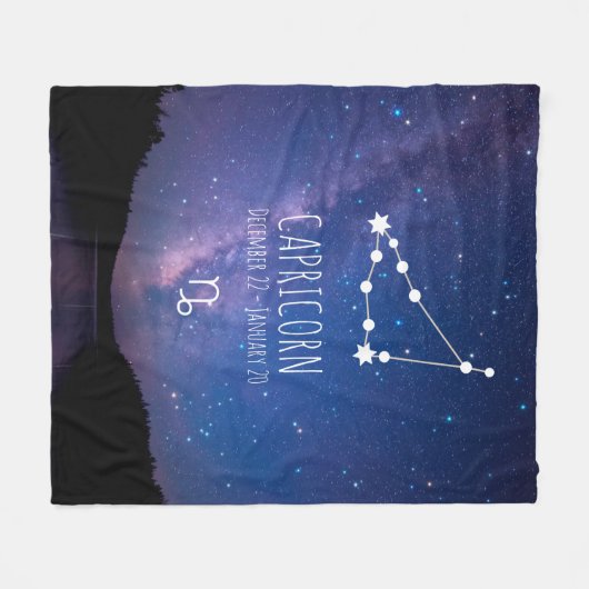 山羊座 |〔占星術の〕十二宮図パーソナライズされた星座 フリースブランケット (正面(横))