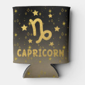 山羊座〔占星術の〕十二宮図ブラックおよび金ゴールドクーラーボックス 缶クーラー (正面)