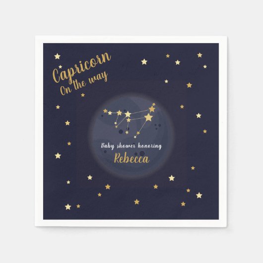 山羊座〔占星術の〕十二宮図ベビースシャワー スタンダードカクテルナプキン (正面)